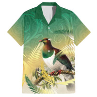 New Zealand Pigeon Kereru Hawaiian Shirt Maori Fern Art Green Gradient - Polynesian Pride