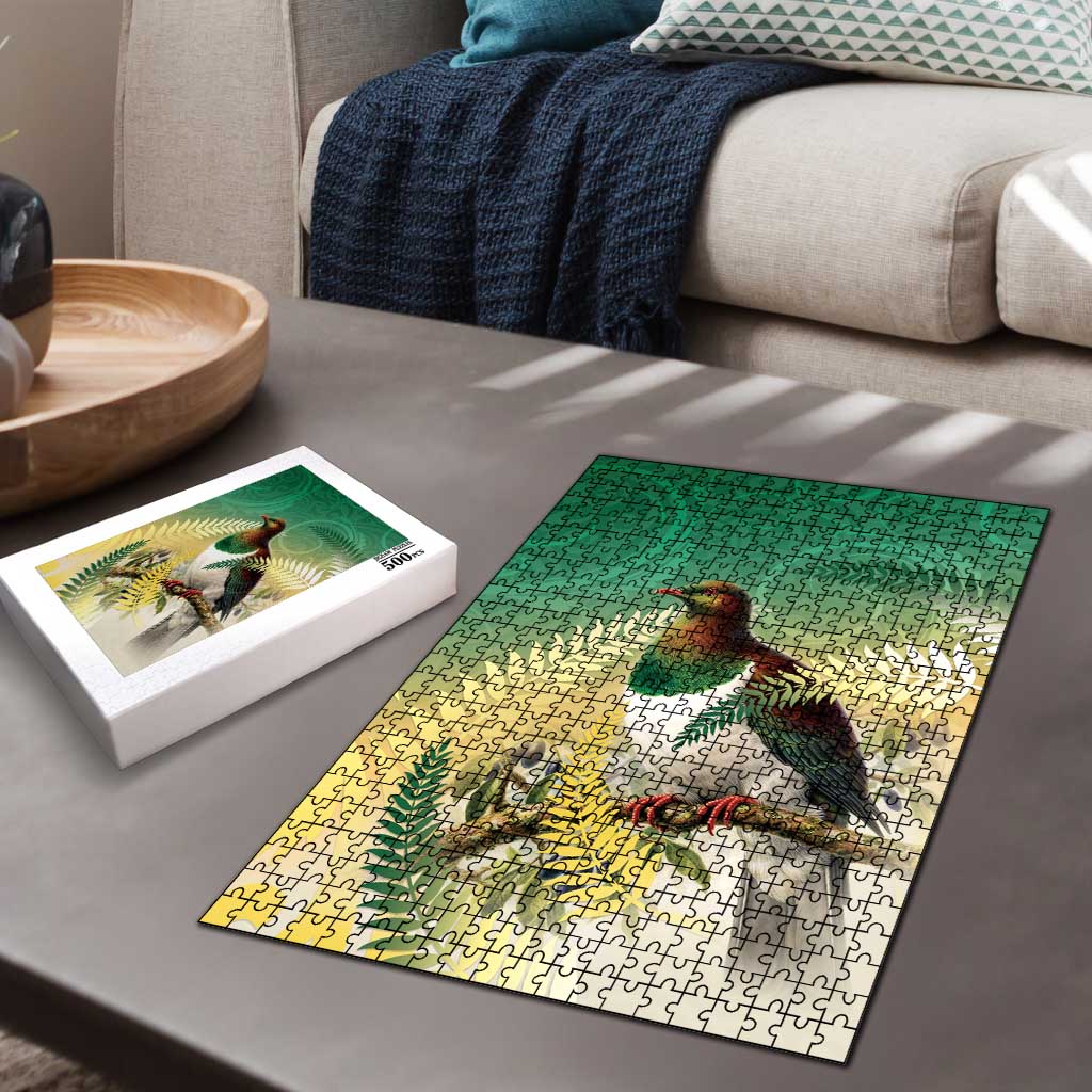 New Zealand Pigeon Kereru Puzzle Maori Fern Art Green Gradient LT05 - Polynesian Pride
