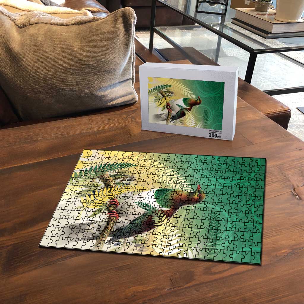 New Zealand Pigeon Kereru Puzzle Maori Fern Art Green Gradient LT05 - Polynesian Pride