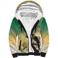 New Zealand Pigeon Kereru Sherpa Hoodie Maori Fern Art Green Gradient - Polynesian Pride