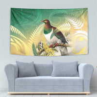New Zealand Pigeon Kereru Tapestry Maori Fern Art Green Gradient - Polynesian Pride