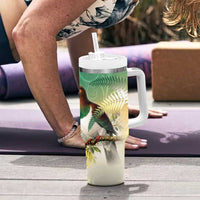 New Zealand Pigeon Kereru Tumbler With Handle Maori Fern Art Green Gradient - Polynesian Pride