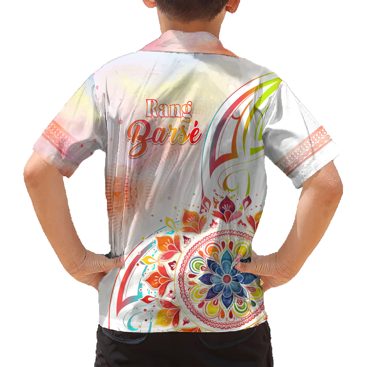 Happy Holi Festival Kid Hawaiian Shirt Rangoli With Polynesian Pattern LT05 - Polynesian Pride