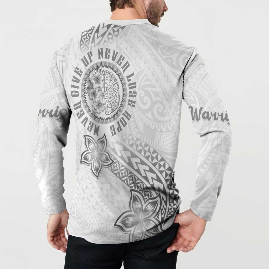 Brain Cancer Warrior Button Sweatshirt Never Give Up