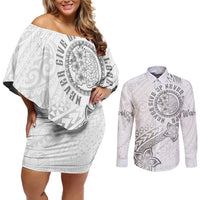 Brain Cancer Warrior Couples Matching Off Shoulder Short Dress and Long Sleeve Button Shirt Never Give Up