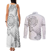Brain Cancer Warrior Couples Matching Tank Maxi Dress and Long Sleeve Button Shirt Never Give Up