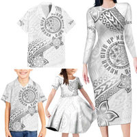 Brain Cancer Warrior Family Matching Long Sleeve Bodycon Dress and Hawaiian Shirt Never Give Up