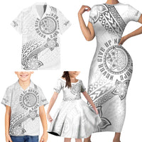 Brain Cancer Warrior Family Matching Short Sleeve Bodycon Dress and Hawaiian Shirt Never Give Up