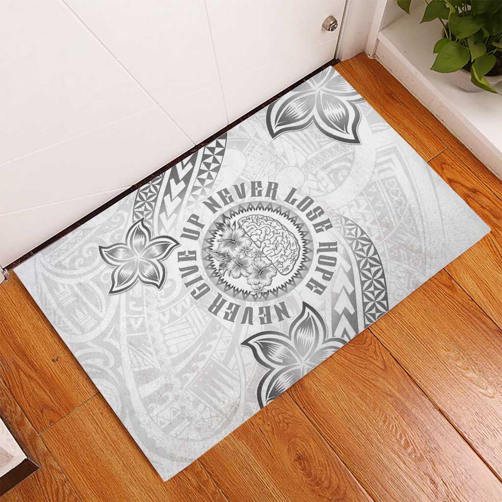 Brain Cancer Warrior Rubber Doormat Never Give Up