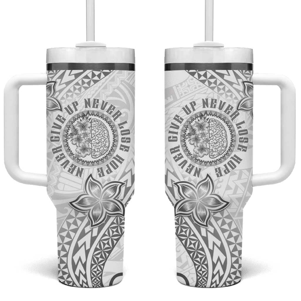 Brain Cancer Warrior Tumbler With Handle Never Give Up