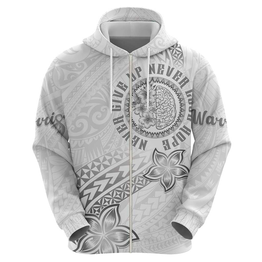 Brain Cancer Warrior Zip Hoodie Never Give Up