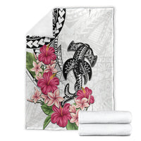 White Polynesian Hammerhead Shark Tribal Pattern Blanket