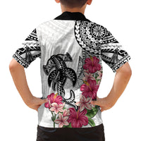 White Polynesian Hammerhead Shark Tribal Pattern Family Matching Long Sleeve Bodycon Dress and Hawaiian Shirt LT05 - Polynesian Pride