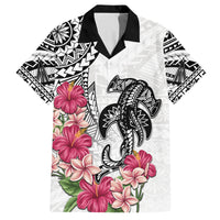 White Polynesian Hammerhead Shark Tribal Pattern Family Matching Long Sleeve Bodycon Dress and Hawaiian Shirt LT05 Dad's Shirt - Short Sleeve White - Polynesian Pride