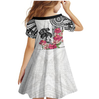 White Polynesian Hammerhead Shark Tribal Pattern Family Matching Mermaid Dress and Hawaiian Shirt