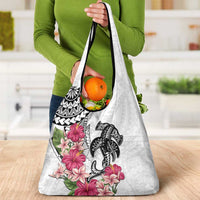 White Polynesian Hammerhead Shark Tribal Pattern Grocery Bag