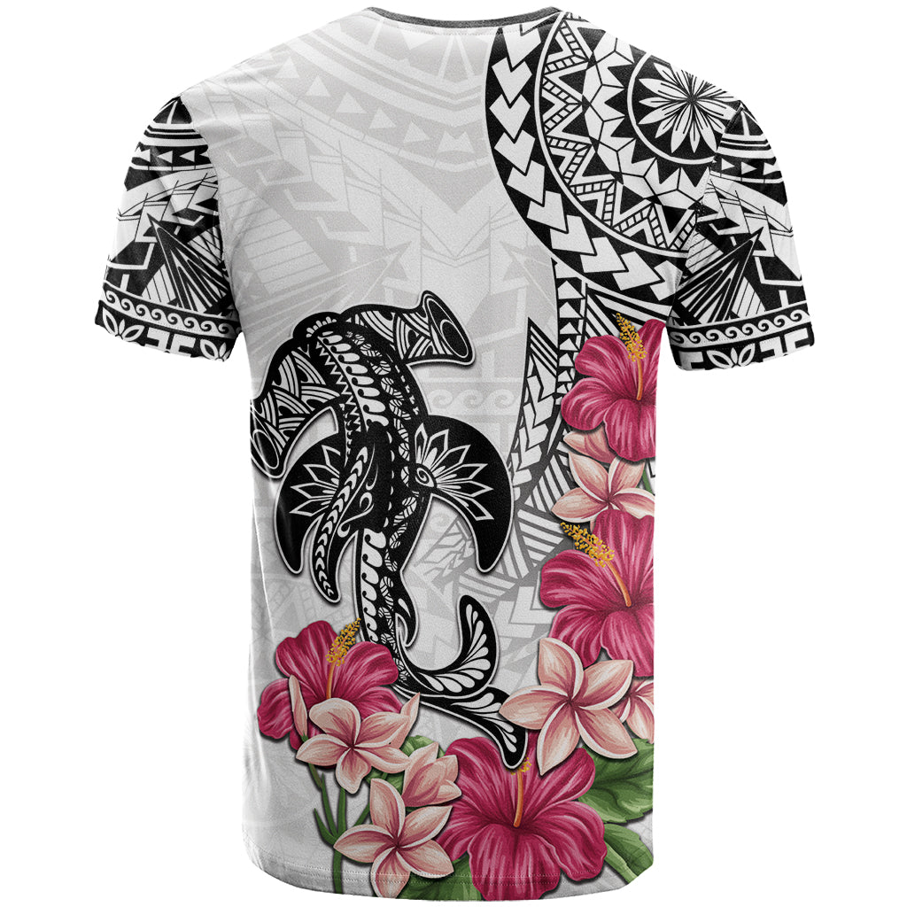 White Polynesian Hammerhead Shark Tribal Pattern T Shirt
