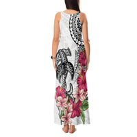 White Polynesian Hammerhead Shark Tribal Pattern Tank Maxi Dress