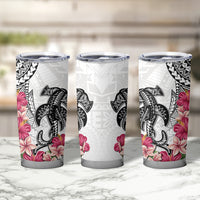 White Polynesian Hammerhead Shark Tribal Pattern Tumbler Cup