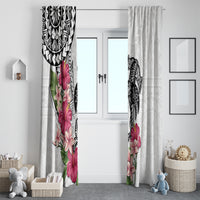White Polynesian Hammerhead Shark Tribal Pattern Window Curtain