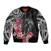 Black Polynesian Hammerhead Shark Tribal Pattern Bomber Jacket