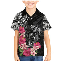 Black Polynesian Hammerhead Shark Tribal Pattern Family Matching Mermaid Dress and Hawaiian Shirt