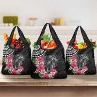 Black Polynesian Hammerhead Shark Tribal Pattern Grocery Bag