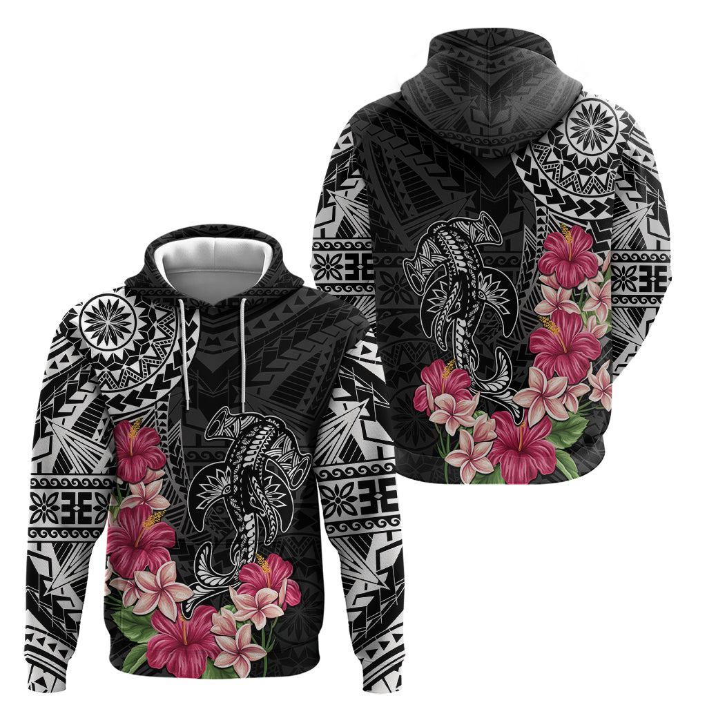 Black Polynesian Hammerhead Shark Tribal Pattern Hoodie LT05 - Polynesian Pride