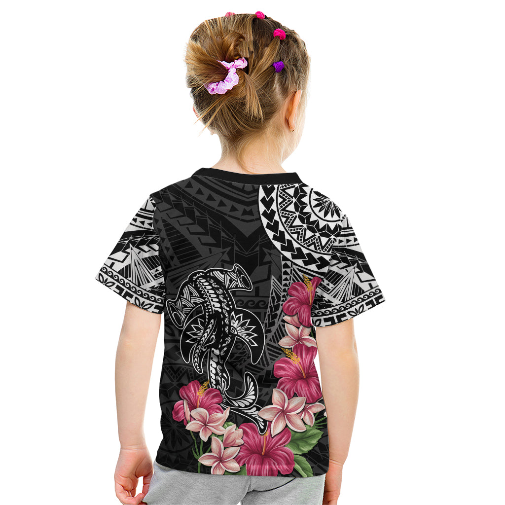 Black Polynesian Hammerhead Shark Tribal Pattern Kid T Shirt