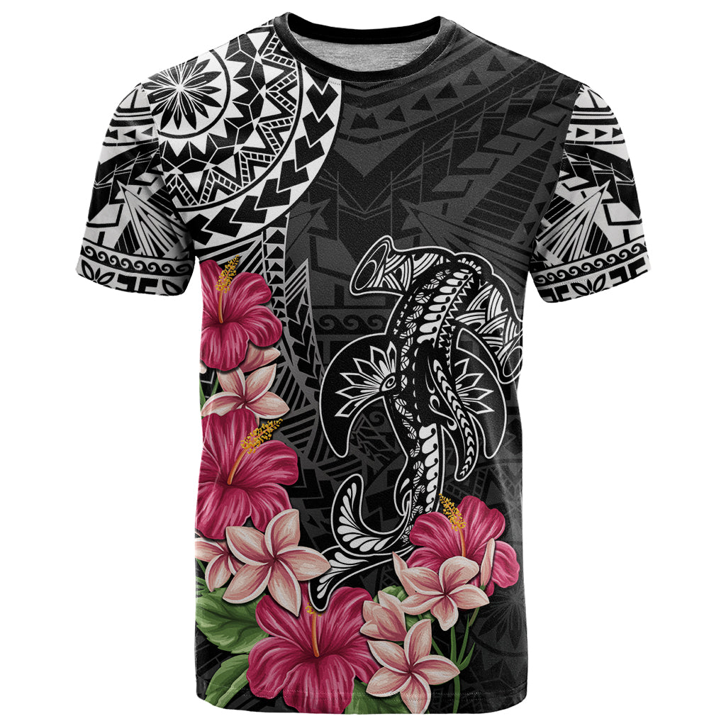 Black Polynesian Hammerhead Shark Tribal Pattern T Shirt