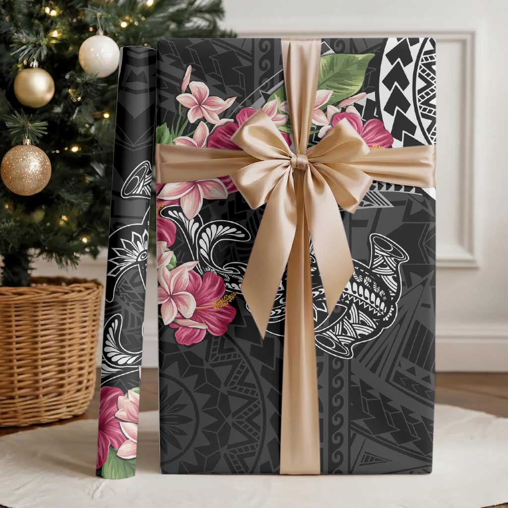 Black Polynesian Hammerhead Shark Tribal Pattern Wrapping Paper - Polynesian Pride