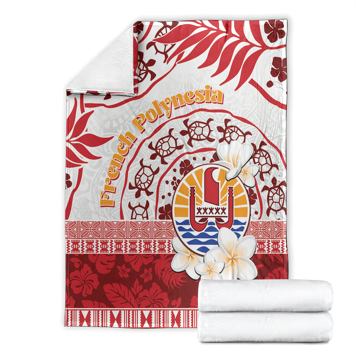 French Polynesia Internal Autonomy Day Blanket Tropical Hibiscus And Turtle Pattern