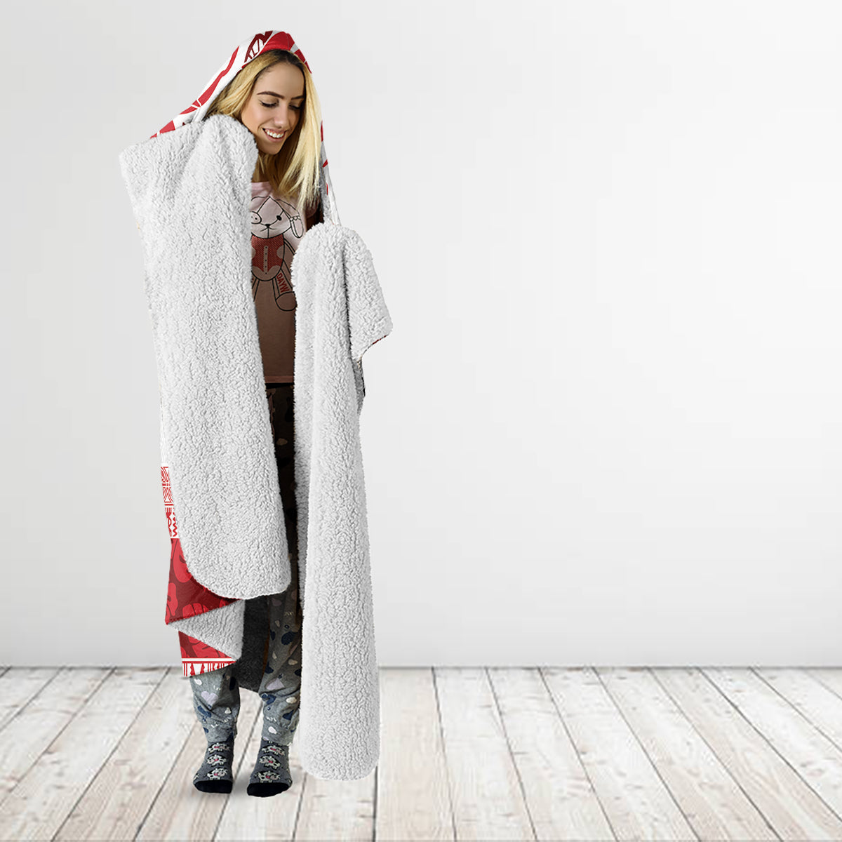 French Polynesia Internal Autonomy Day Hooded Blanket Tropical Hibiscus And Turtle Pattern