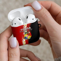 Tonga Emancipation Day AirPods Case Tongan Ngatu Pattern With Plumeria