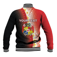Personalised Tonga Emancipation Day Baseball Jacket Tongan Ngatu Pattern With Plumeria