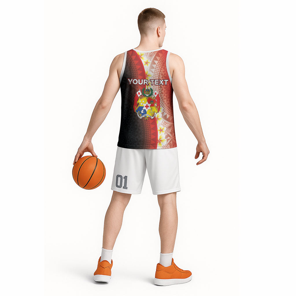 Personalised Tonga Emancipation Day Basketball Jersey Tongan Ngatu Pattern With Plumeria