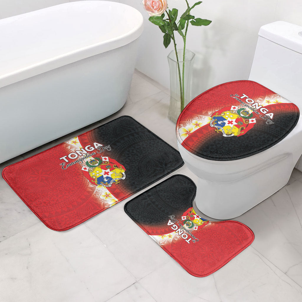 Tonga Emancipation Day Bathroom Set Tongan Ngatu Pattern With Plumeria