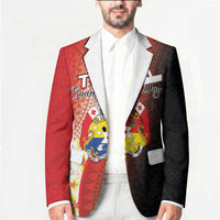 Personalised Tonga Emancipation Day Blazer Tongan Ngatu Pattern With Plumeria