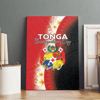 Tonga Emancipation Day Canvas Wall Art Tongan Ngatu Pattern With Plumeria