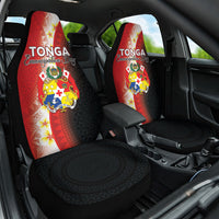 Tonga Emancipation Day Car Seat Cover Tongan Ngatu Pattern With Plumeria