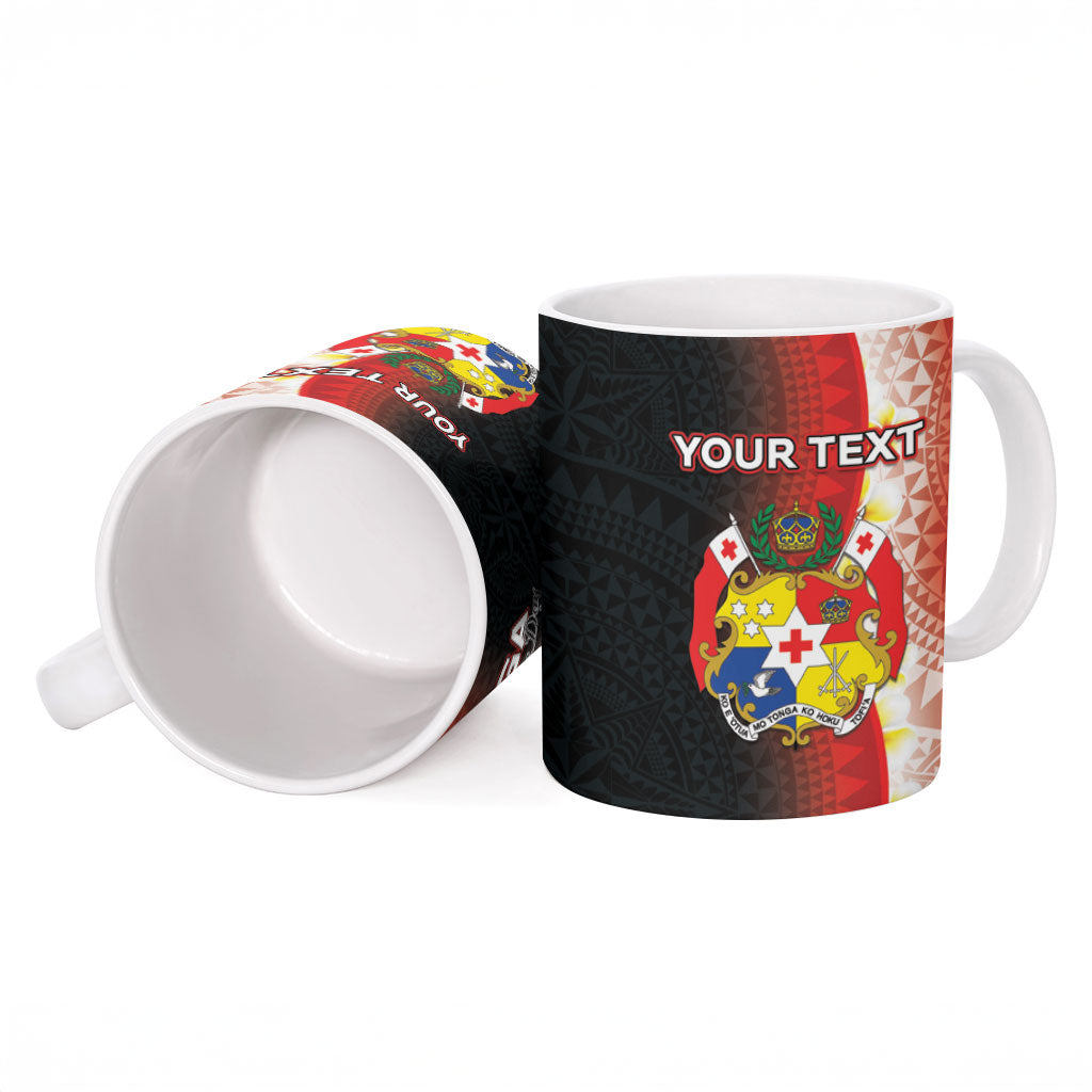 Personalised Tonga Emancipation Day Ceramic Mug Tongan Ngatu Pattern With Plumeria