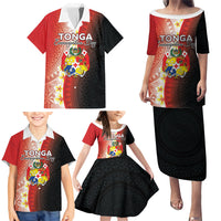 Personalised Tonga Emancipation Day Family Matching Puletasi and Hawaiian Shirt Tongan Ngatu Pattern With Plumeria