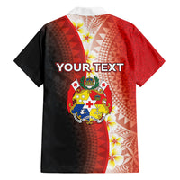 Personalised Tonga Emancipation Day Family Matching Short Sleeve Bodycon Dress and Hawaiian Shirt Tongan Ngatu Pattern With Plumeria LT05 - Polynesian Pride