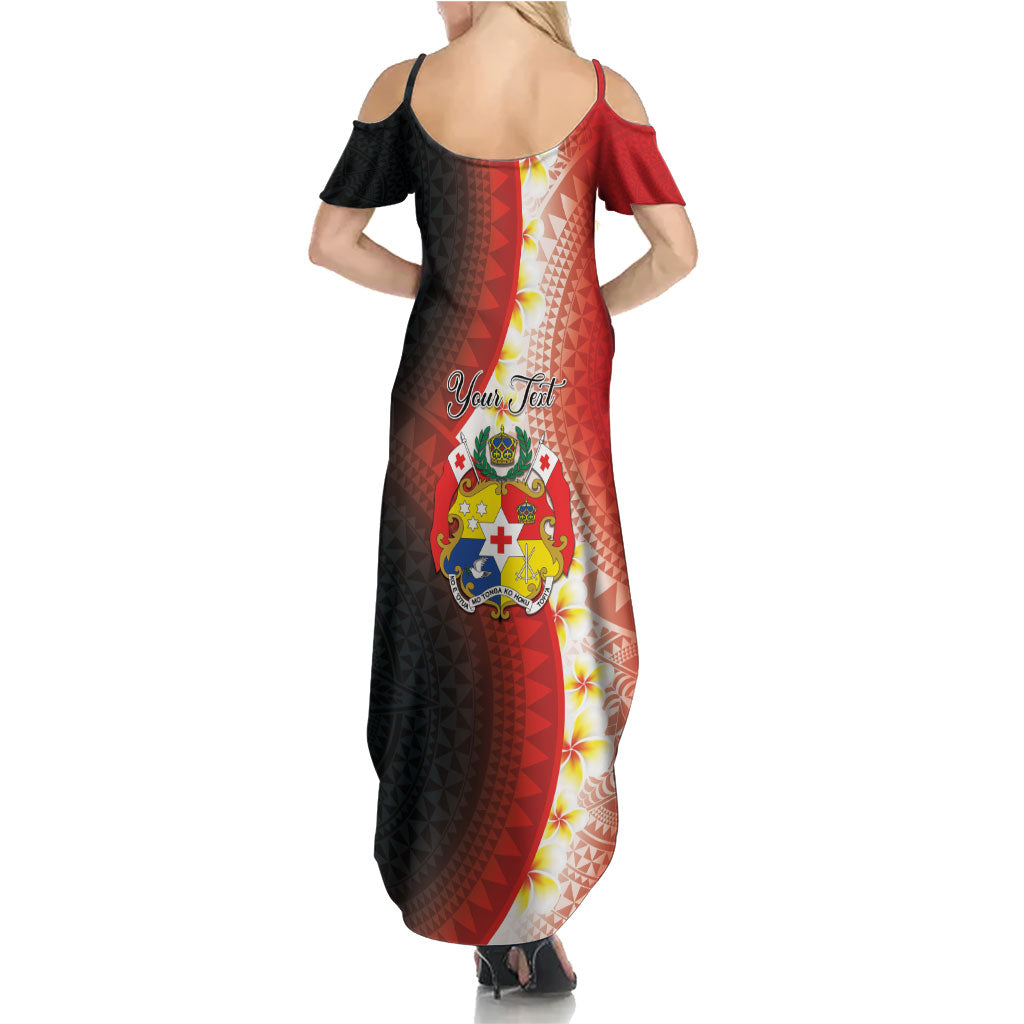 Personalised Tonga Emancipation Day Family Matching Summer Maxi Dress and Hawaiian Shirt Tongan Ngatu Pattern With Plumeria