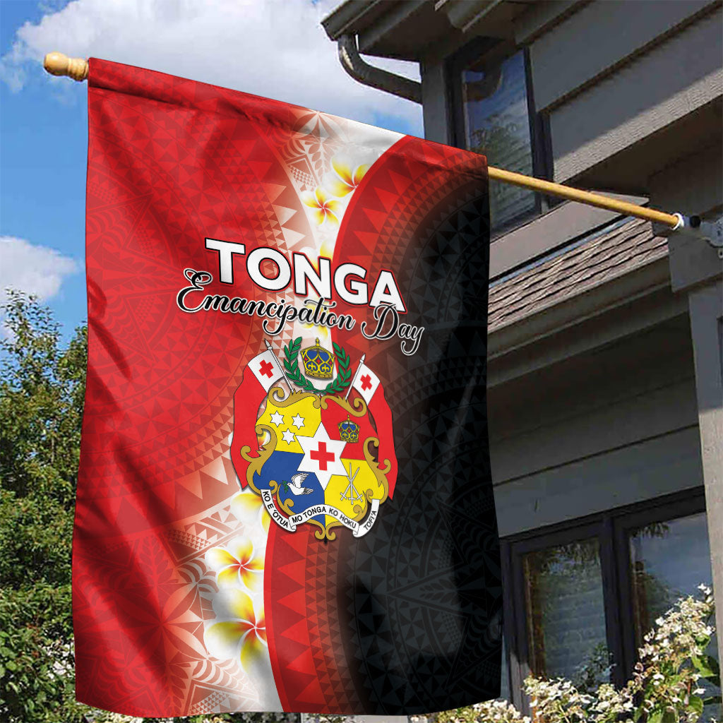 Tonga Emancipation Day Garden Flag Tongan Ngatu Pattern With Plumeria