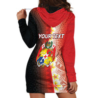 Personalised Tonga Emancipation Day Hoodie Dress Tongan Ngatu Pattern With Plumeria