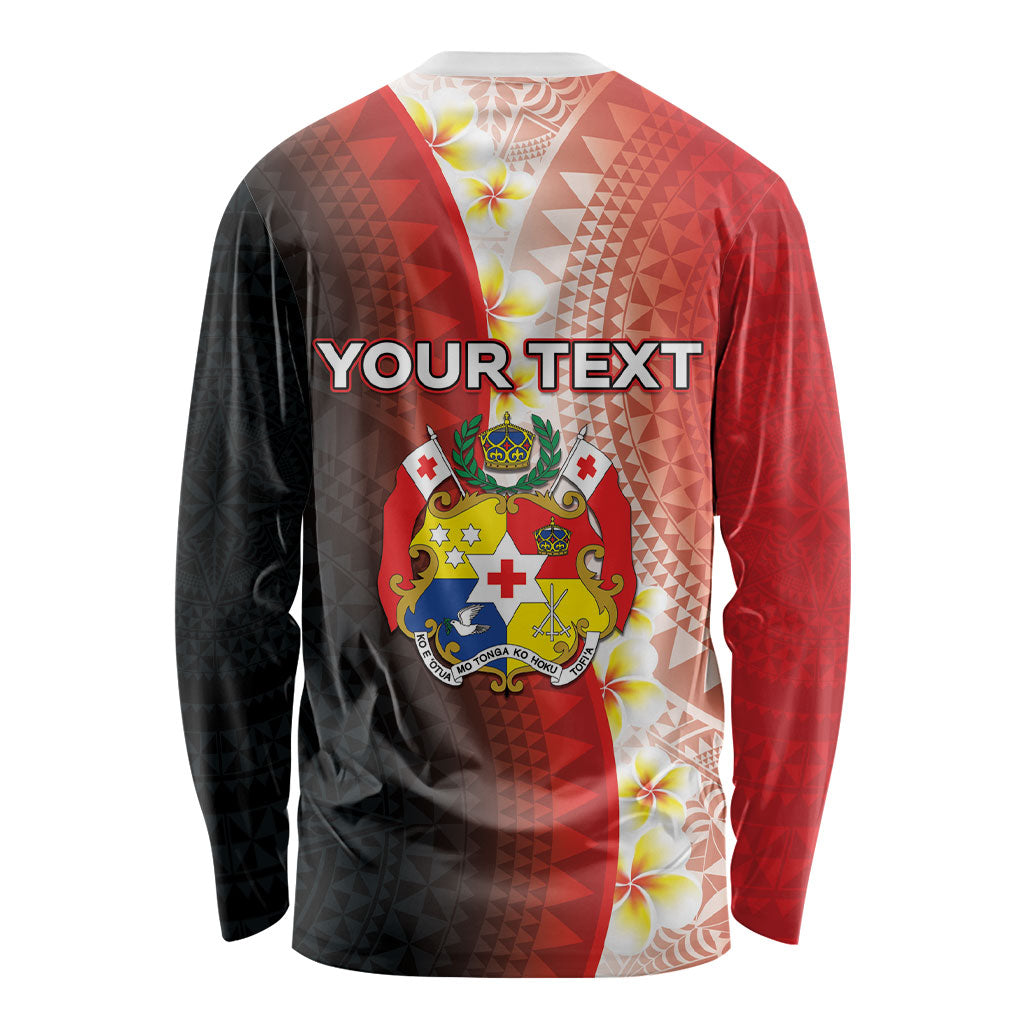 Personalised Tonga Emancipation Day Long Sleeve Shirt Tongan Ngatu Pattern With Plumeria