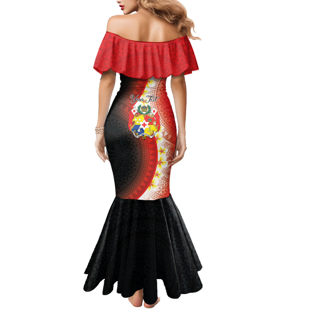 Personalised Tonga Emancipation Day Mermaid Dress Tongan Ngatu Pattern With Plumeria