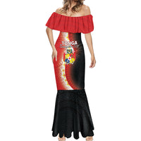Personalised Tonga Emancipation Day Mermaid Dress Tongan Ngatu Pattern With Plumeria