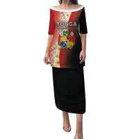 Personalised Tonga Emancipation Day Puletasi Tongan Ngatu Pattern With Plumeria